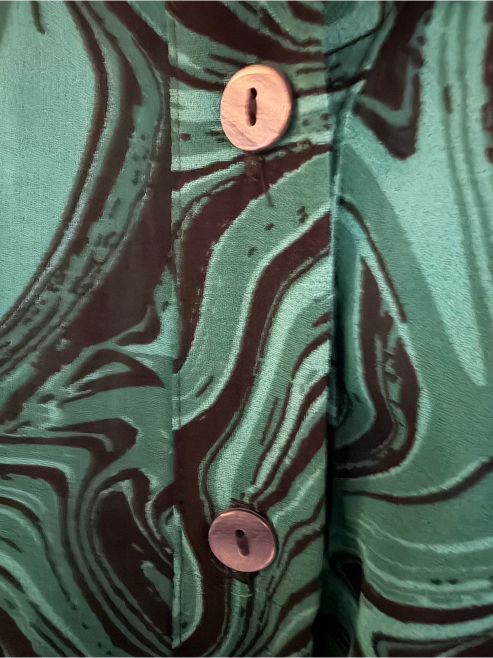 MISA LOS ANGELES Aydenis Teared Green Marble Print Long Sleeve Dress - Picture 9 of 15